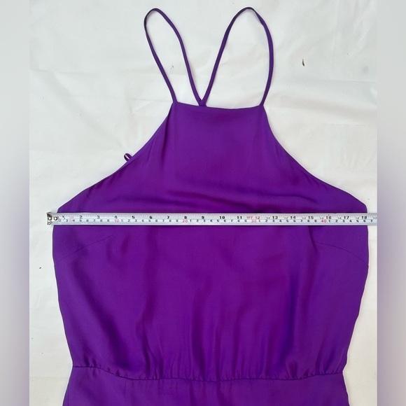Mason by Michelle Mason  Purple Silk Asymmetrical Midi Dress halter size 8 - Picture 6 of 13